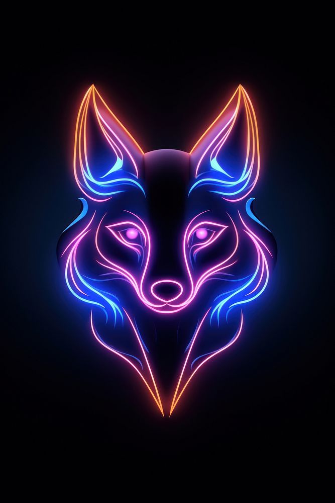 Fox light neon nature. AI generated Image by rawpixel.