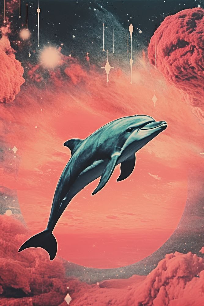 Dolphin animal mammal space. AI generated Image by rawpixel.