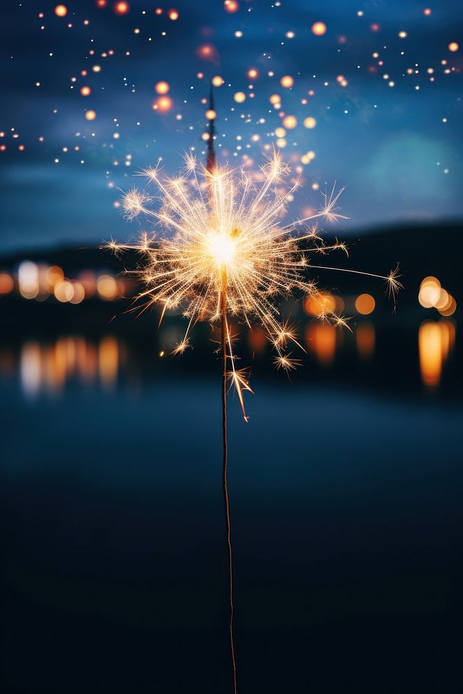 2 sparkler night fireworks outdoors. AI generated Image by rawpixel.