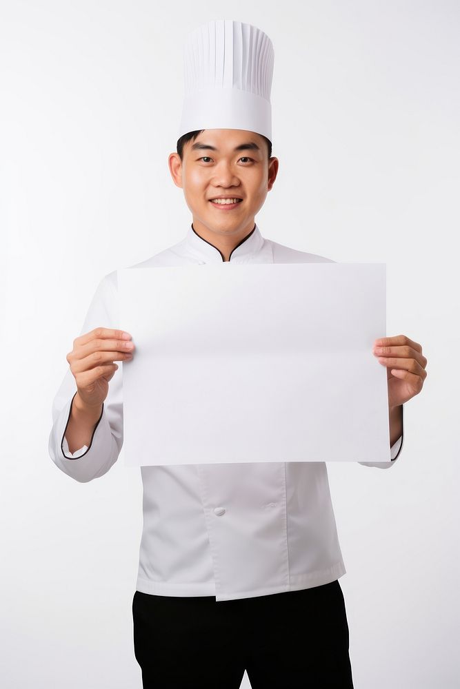 A asian chef in uniform man portrait holding paper. AI generated Image by rawpixel.