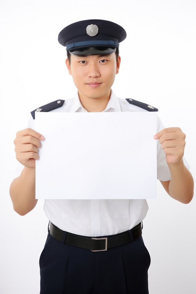 A asian police men portrait paper accessories. AI generated Image by rawpixel.