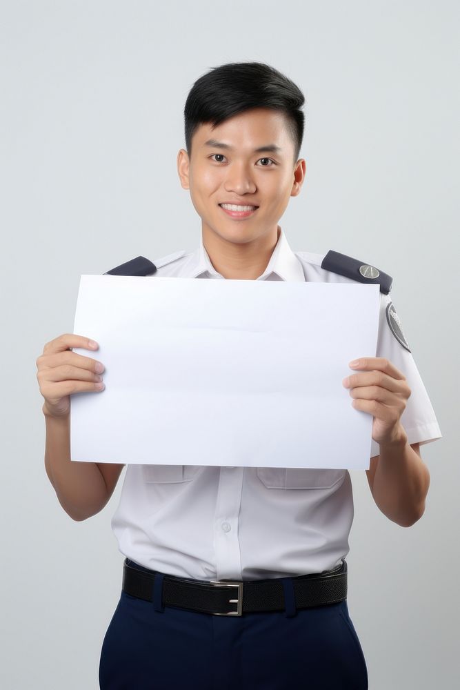 A asian police men portrait holding paper. AI generated Image by rawpixel.