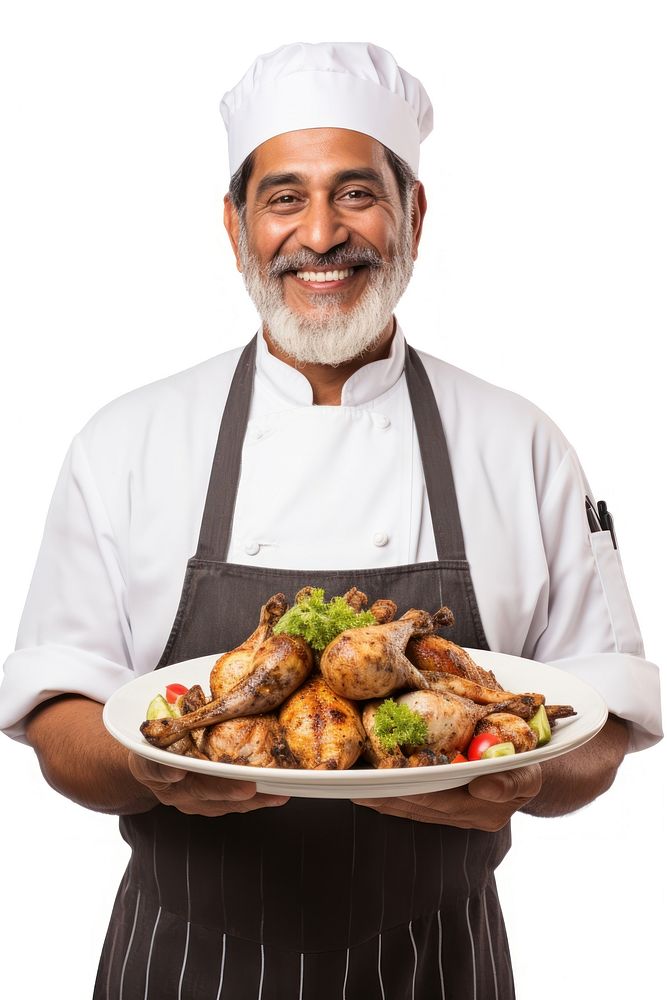 Peruvian Grilled Chicken chef holding plate. AI generated Image by rawpixel.
