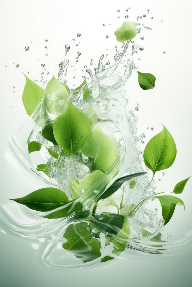 Organic fresh leaves flowing mojito plant green. AI generated Image by rawpixel.