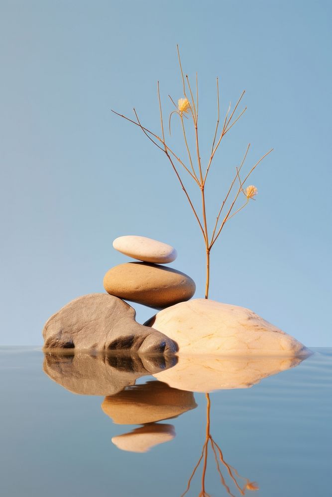Rocks and plants outdoors nature pebble. AI generated Image by rawpixel.