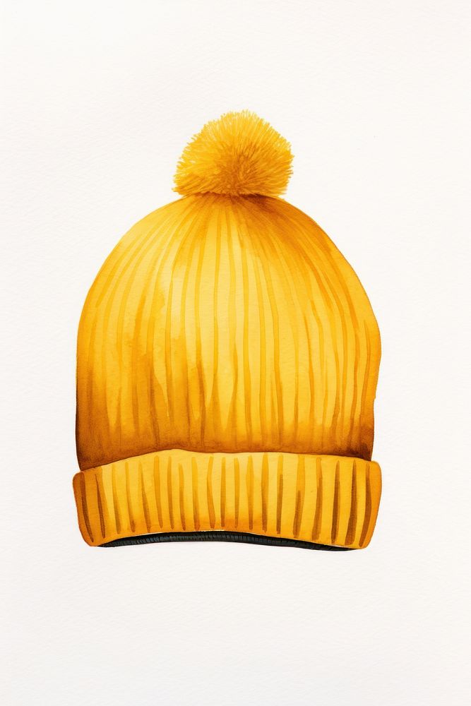 Yellow beanie headwear clothing apparel. AI generated Image by rawpixel.