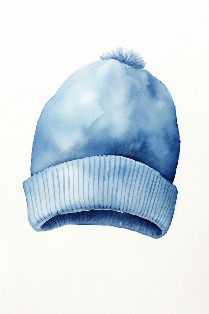 Blue beanie white headwear clothing. AI generated Image by rawpixel.