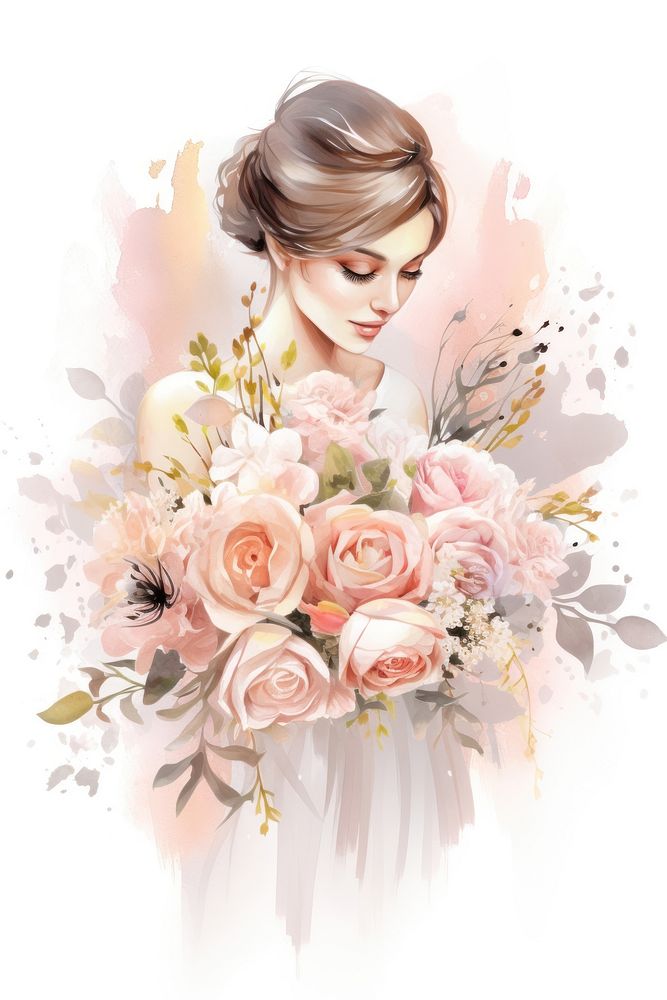 Wedding bouquet portrait flower adult. AI generated Image by rawpixel.