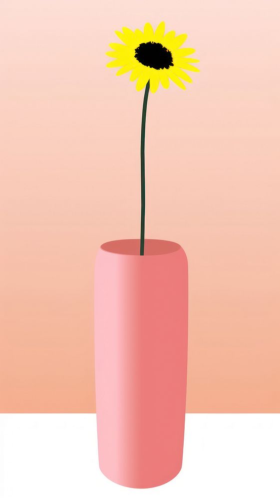 Flower vase and soft light sun cartoon plant inflorescence. AI generated Image by rawpixel.