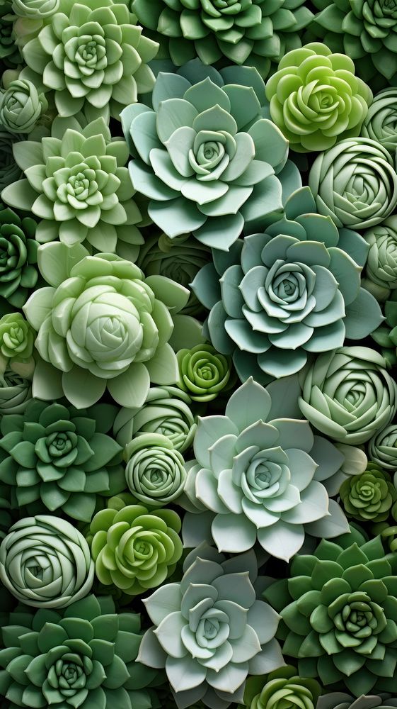 Green succulents pattern flower plant. AI generated Image by rawpixel.