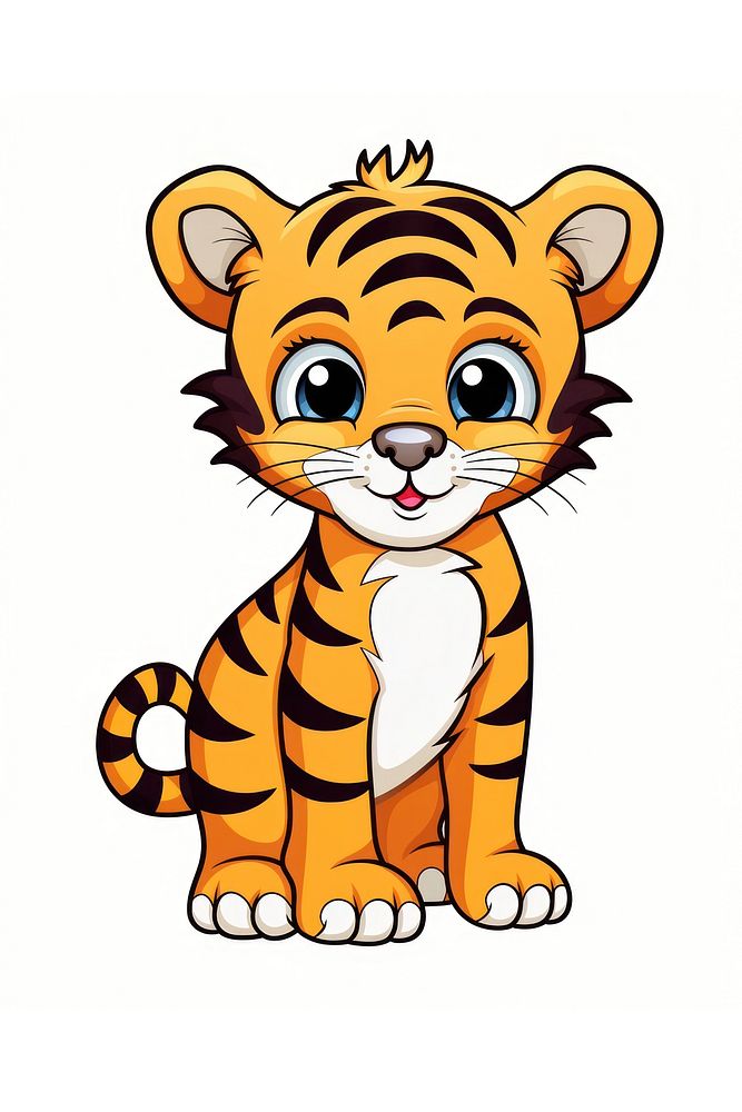 Tiger cartoon animal mammal. AI generated Image by rawpixel.