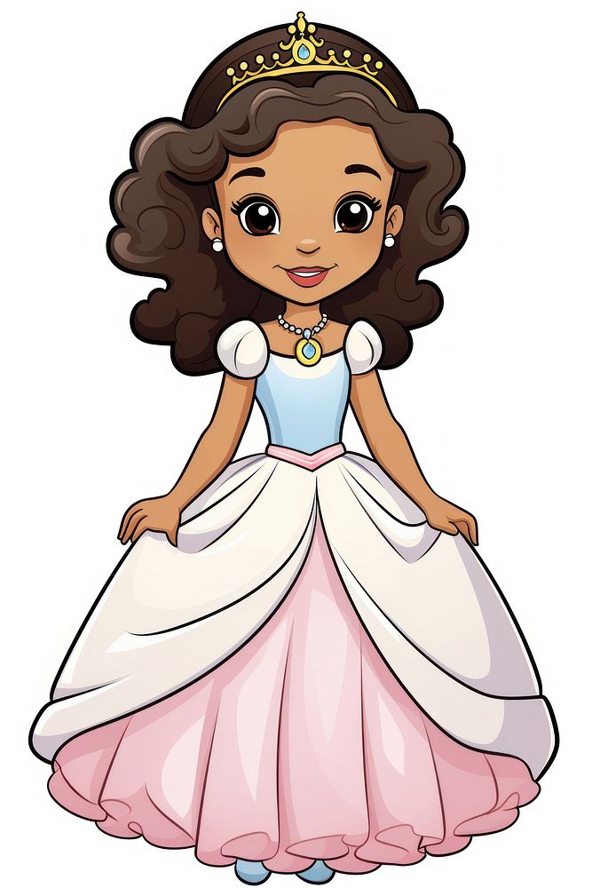 Princess cartoon cute white background. AI generated Image by rawpixel.