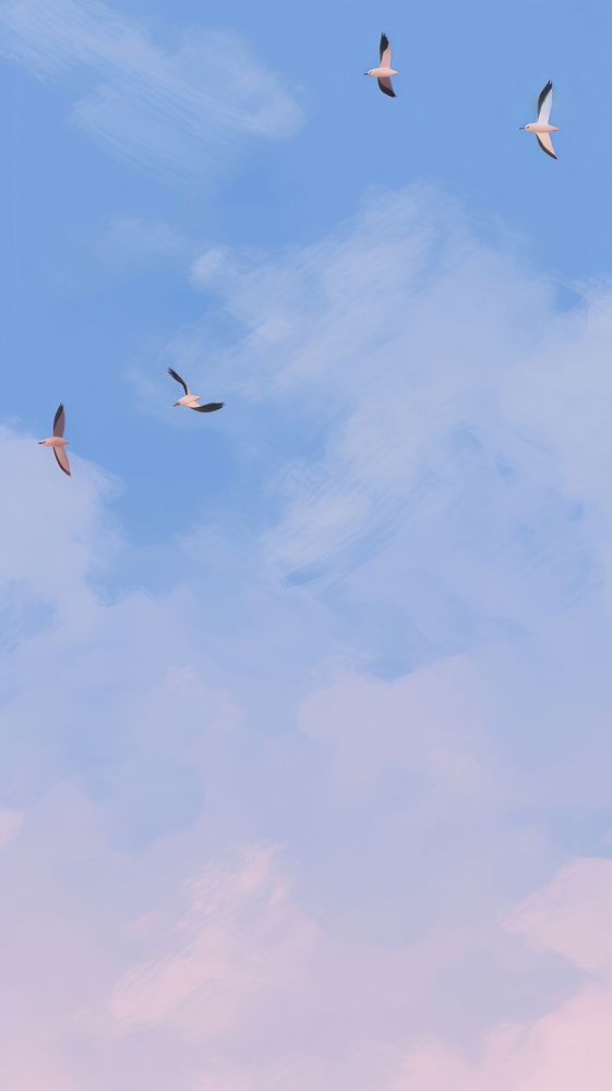 Birds in the sky outdoors nature flying. AI generated Image by rawpixel.