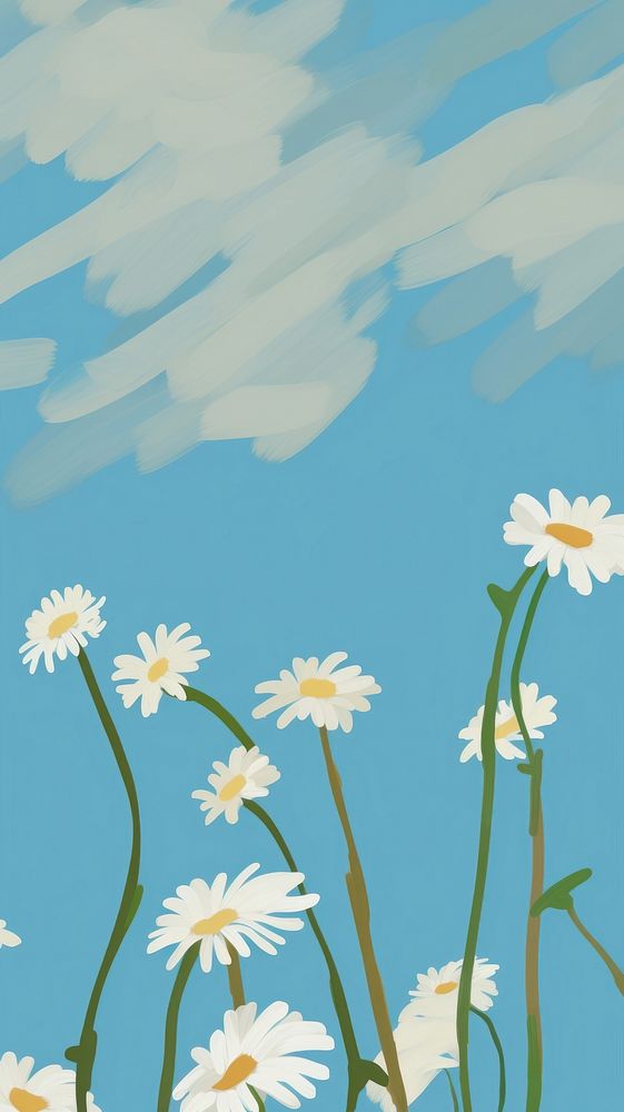 Daisies and bright sky backgrounds outdoors flower. AI generated Image by rawpixel.