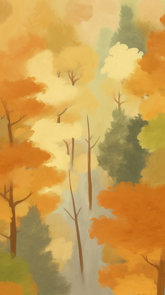 Forest in the autumn backgrounds outdoors painting. AI generated Image by rawpixel.