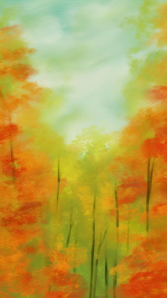 Forest in the autumn backgrounds painting outdoors. AI generated Image by rawpixel.