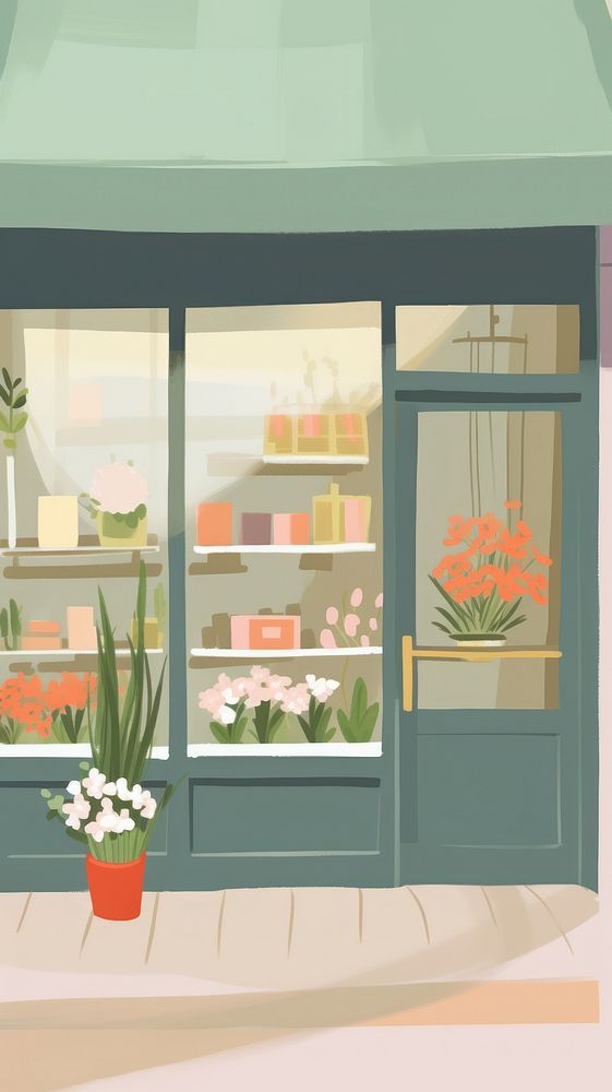 Flower shop architecture building window. AI generated Image by rawpixel.