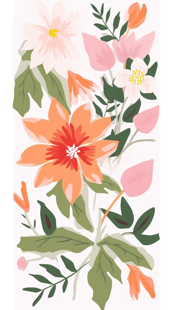 Flower pattern drawing plant. AI generated Image by rawpixel.