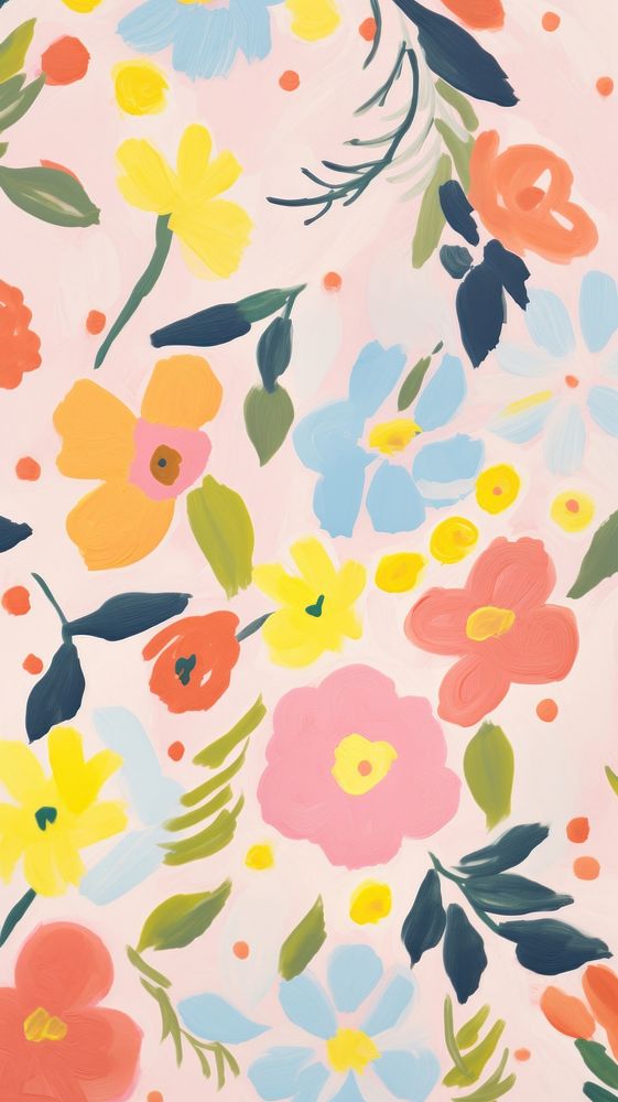 Floral pattern backgrounds wallpaper art. AI generated Image by rawpixel.