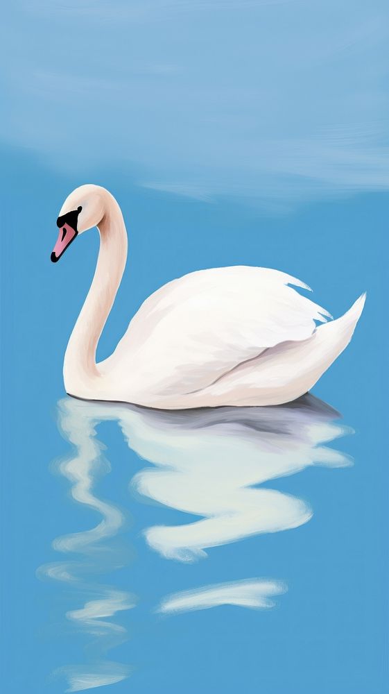 Swan and lake animal bird reflection. AI generated Image by rawpixel.