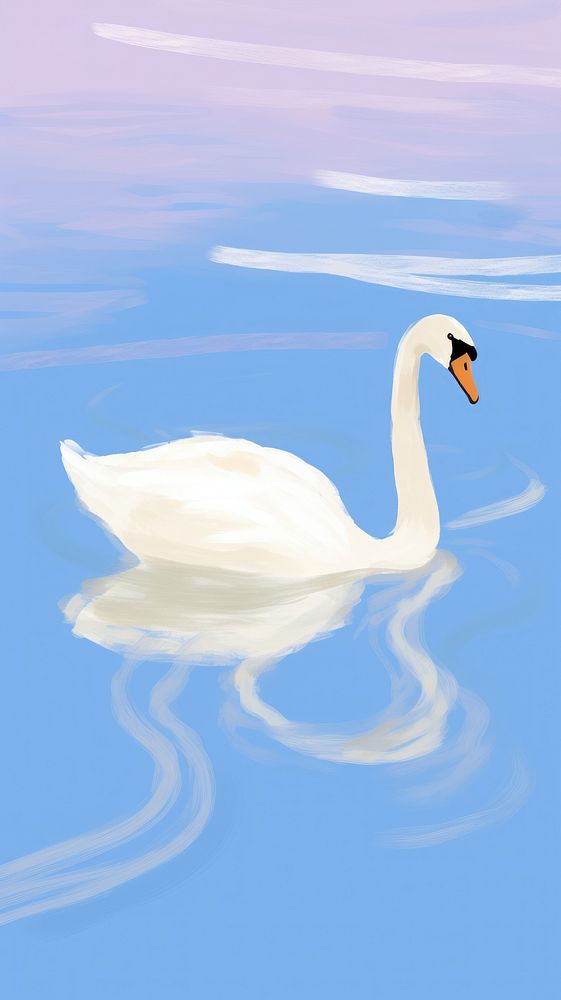 Swan and lake animal bird reflection. AI generated Image by rawpixel.