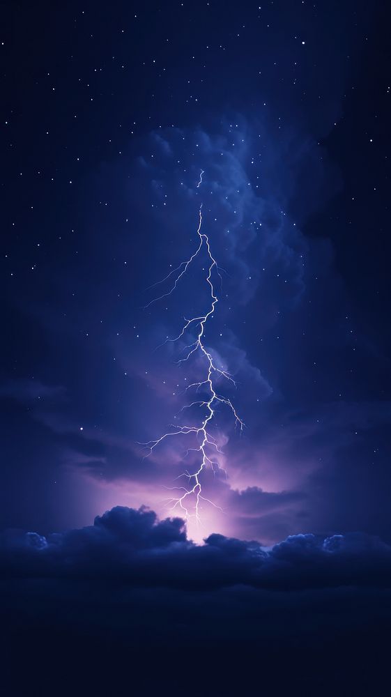 Lightning night thunderstorm outdoors. AI generated Image by rawpixel.