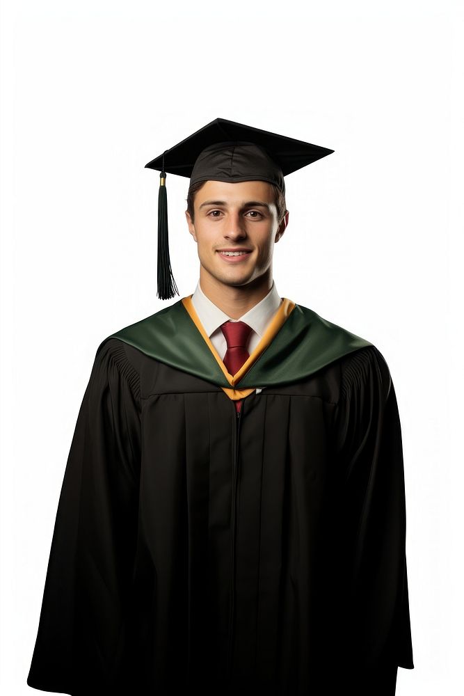 A man Wear a graduation gown student adult white background. AI generated Image by rawpixel.