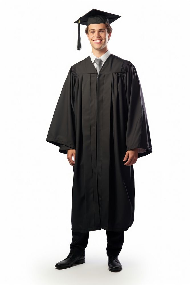 A man Wear a graduation gown adult white background intelligence. AI generated Image by rawpixel.