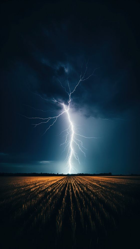 Lightning sky thunderstorm outdoors. AI generated Image by rawpixel.