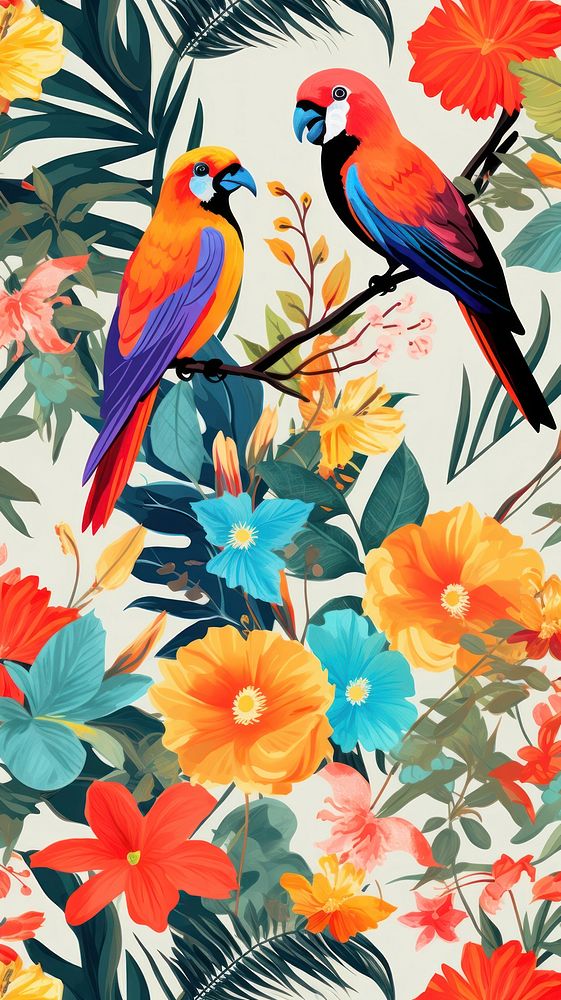 Tropical rainforests pattern bird backgrounds. AI generated Image by rawpixel.