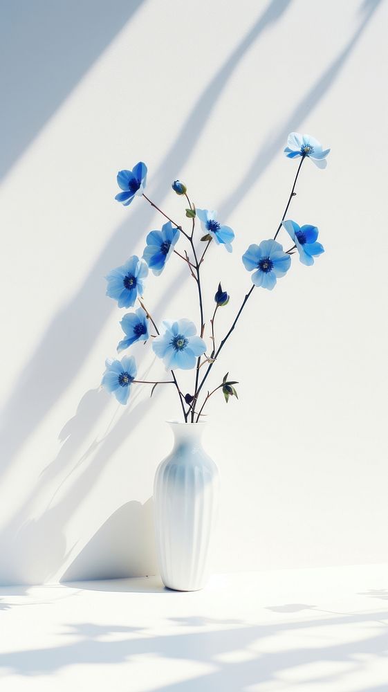 Blue flowers petal plant white. AI generated Image by rawpixel.