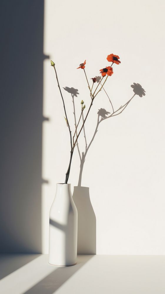Flower vase plant white wall. AI generated Image by rawpixel.