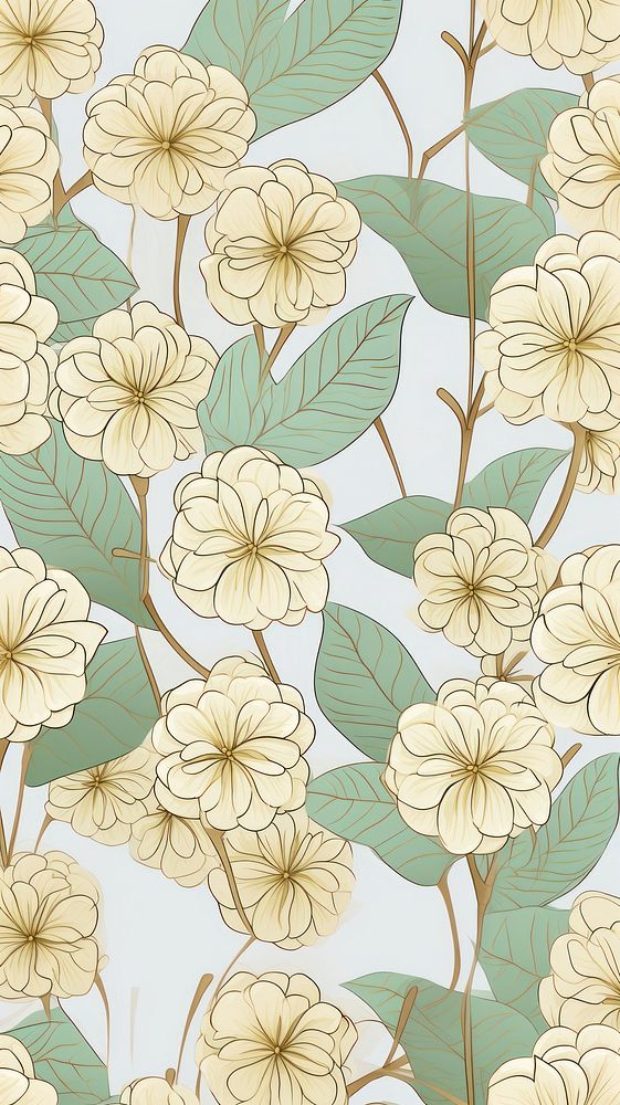 Hydrangea flower wallpaper pattern plant. AI generated Image by rawpixel.