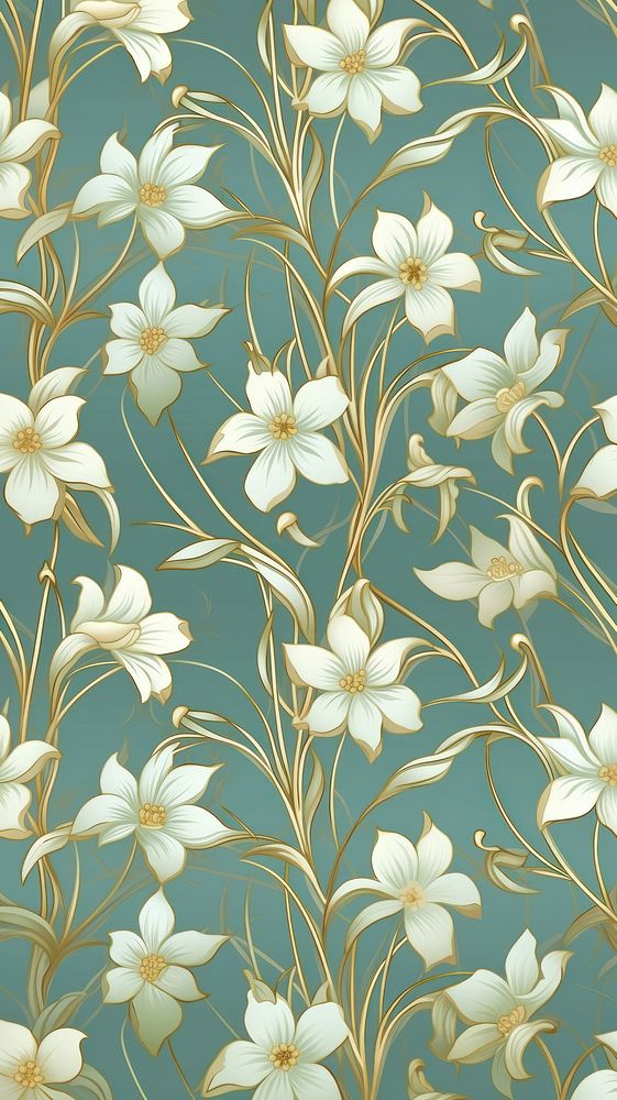 Jasmine flower art wallpaper pattern. Premium Photo Illustration