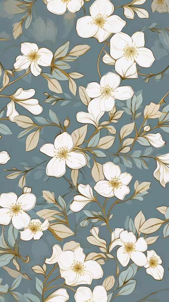 Jasmine flower art wallpaper pattern. AI generated Image by rawpixel.