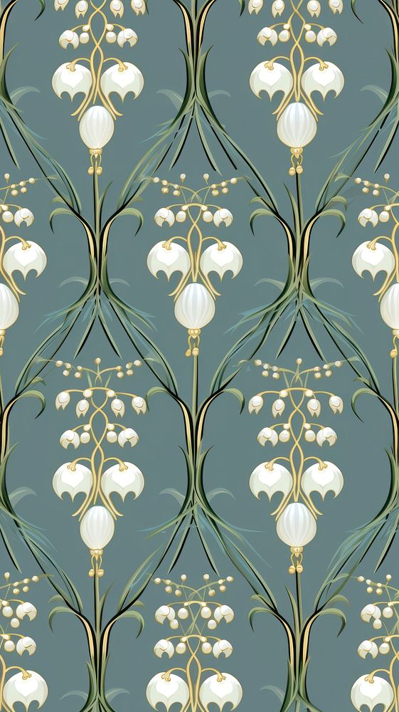 Lily of the valley flower wallpaper pattern art. AI generated Image by rawpixel.