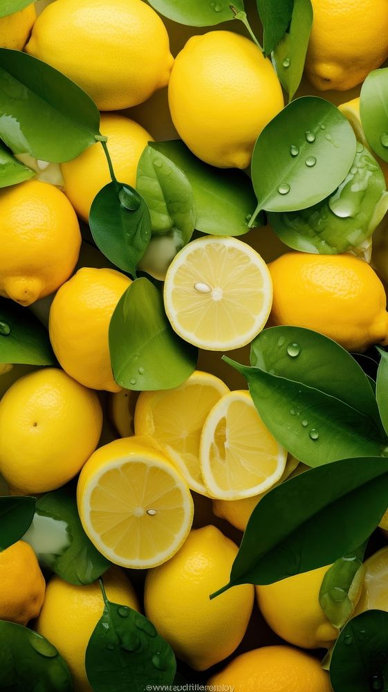 Lemon food texture backgrounds fruit plant. AI generated Image by rawpixel.
