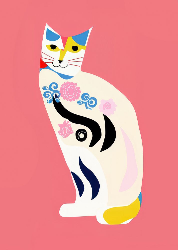 Cat animal mammal flower. AI generated Image by rawpixel.