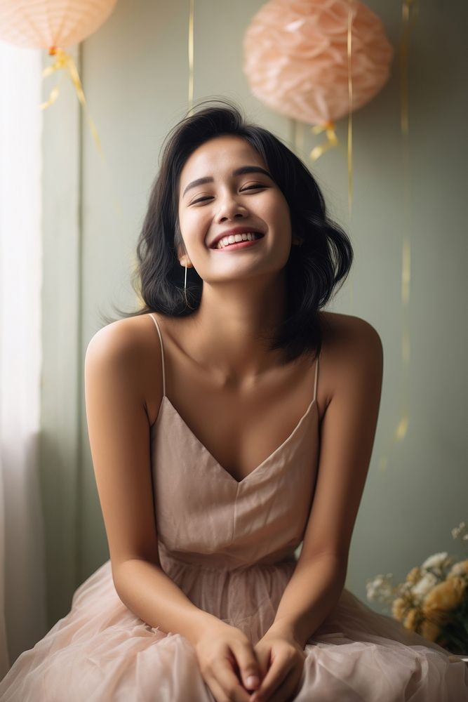 South east asia woman sitting smile adult. AI generated Image by rawpixel.