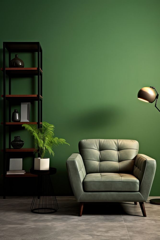 Living room furniture armchair green. 