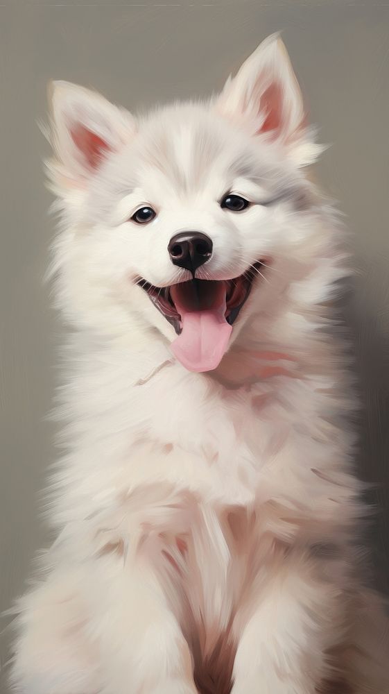 White puppy husky mammal animal cute. AI generated Image by rawpixel.