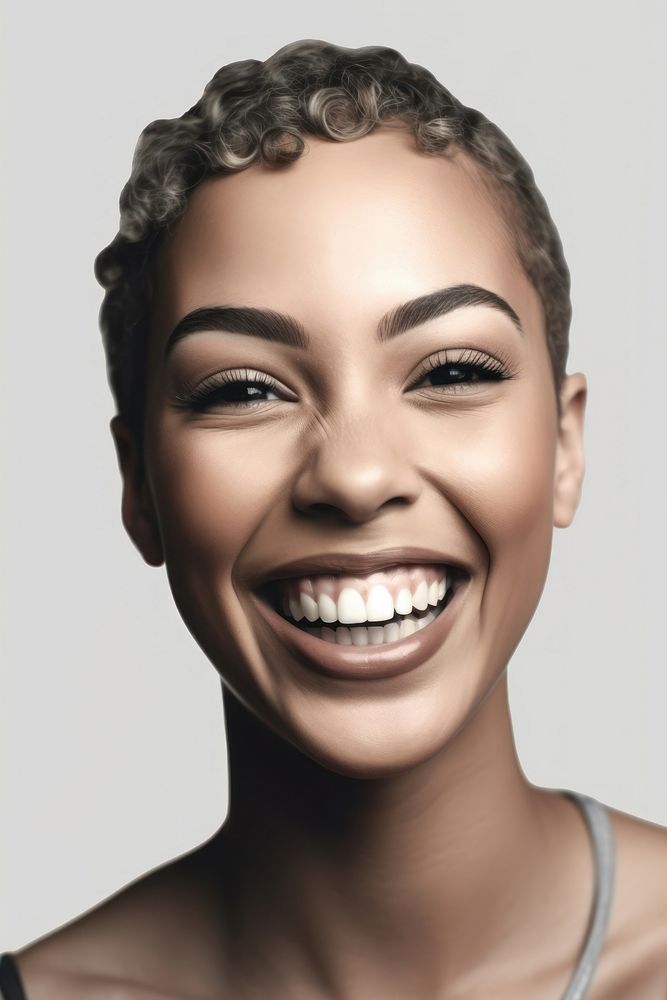 Woman smile portrait laughing. AI generated Image by rawpixel.