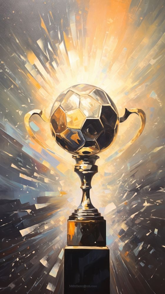 Goal of business painting football trophy. AI generated Image by rawpixel.