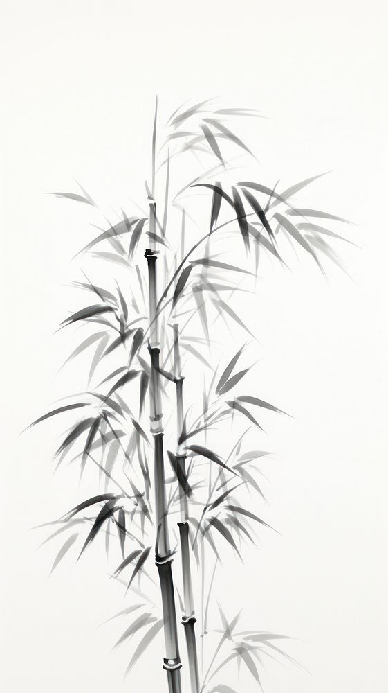 Bamboo leaves plant drawing branch. AI generated Image by rawpixel.
