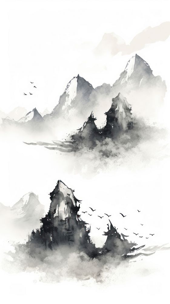 Mountain range backgrounds outdoors drawing. AI generated Image by rawpixel.