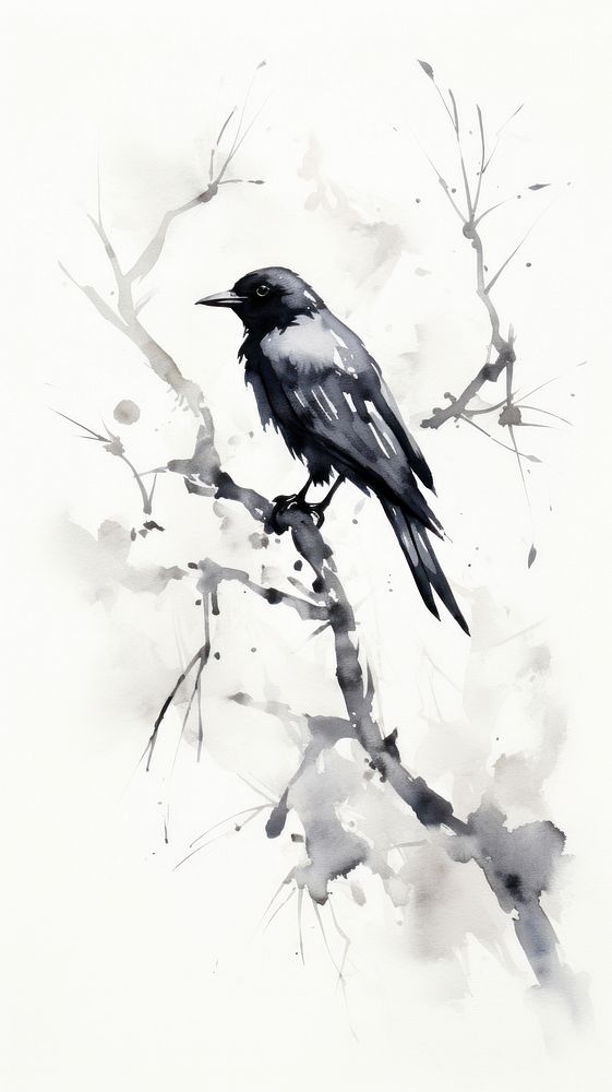 A crow drawing animal sketch. AI generated Image by rawpixel.