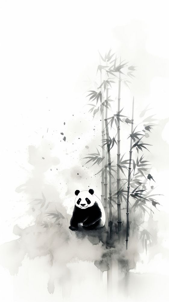 A panda and bamboo forest wildlife outdoors mammal. AI generated Image by rawpixel.