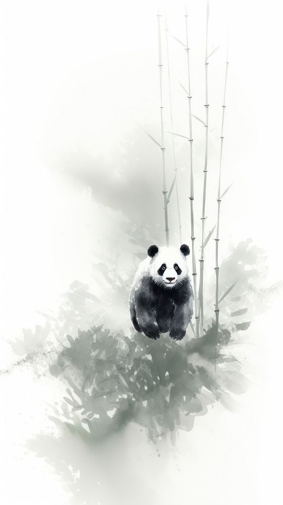 A panda and bamboo forest wildlife animal mammal. AI generated Image by rawpixel.