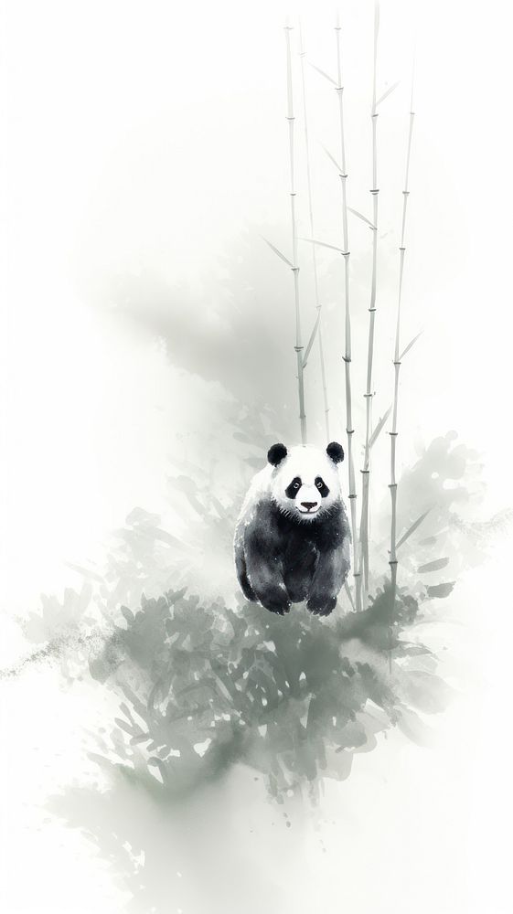 A panda and bamboo forest wildlife animal mammal. 