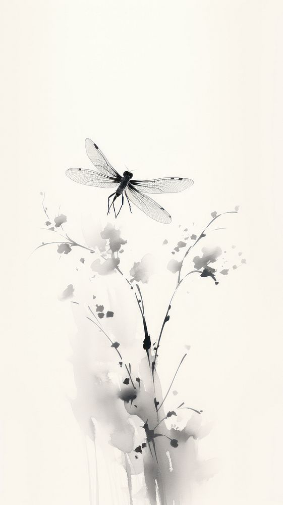 Dragonfly perched on the branch flower insect animal. AI generated Image by rawpixel.